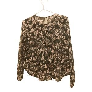 Loft outlet semi sheer ruffle front blouse size XS